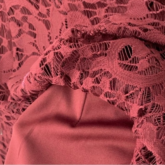 Vntg Burgundy Lace Layered Whimsigoth Fairy Grunge Dress 14 Y2K Office Siren - Picture 7 of 8